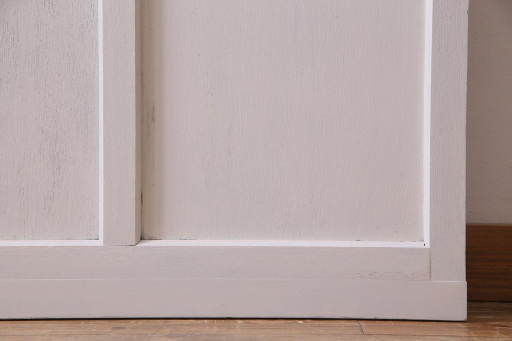 和製アンティーク　シャビーなペイントがお洒落な雰囲気漂うガラス戸2枚セット(建具、引き戸)