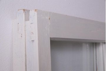 和製アンティーク　シャビーなペイントがお洒落な雰囲気漂うガラス戸2枚セット(建具、引き戸)