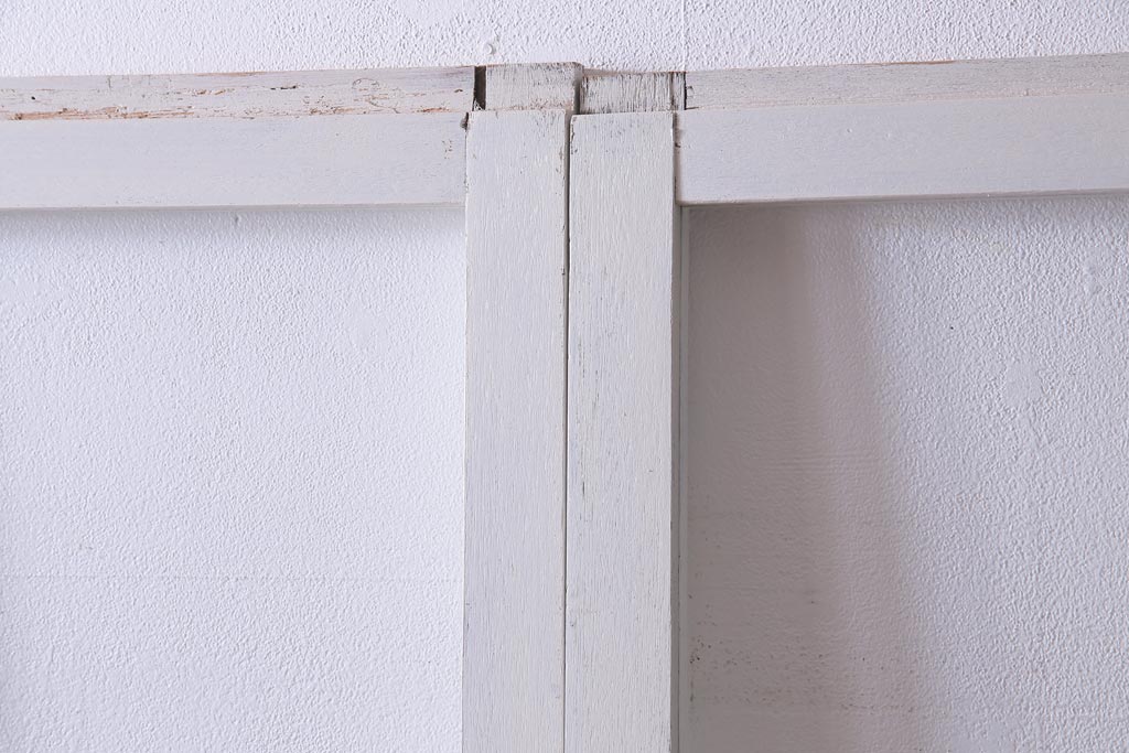 和製アンティーク　シャビーなペイントがお洒落な雰囲気漂うガラス戸2枚セット(建具、引き戸)