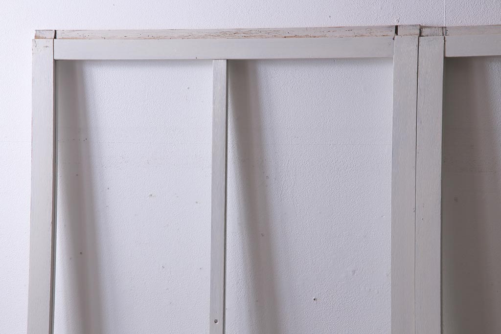 和製アンティーク　シャビーなペイントがお洒落な雰囲気漂うガラス戸2枚セット(建具、引き戸)