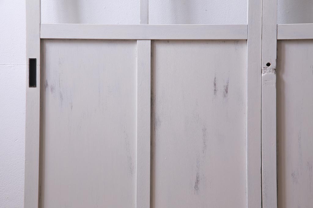 和製アンティーク　シャビーなペイントがお洒落な雰囲気漂うガラス戸2枚セット(建具、引き戸)