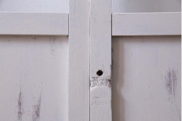 和製アンティーク　シャビーなペイントがお洒落な雰囲気漂うガラス戸2枚セット(建具、引き戸)