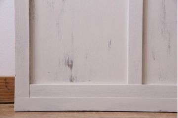 和製アンティーク　シャビーなペイントがお洒落な雰囲気漂うガラス戸2枚セット(建具、引き戸)