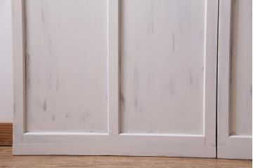 和製アンティーク　シャビーなペイントがお洒落な雰囲気漂うガラス戸2枚セット(建具、引き戸)