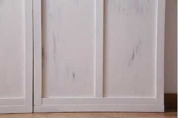 和製アンティーク　シャビーなペイントがお洒落な雰囲気漂うガラス戸2枚セット(建具、引き戸)