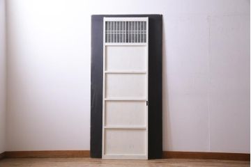 ペイント建具　昭和初期　レトロな印象与える幅狭タイプの板戸1枚(建具)