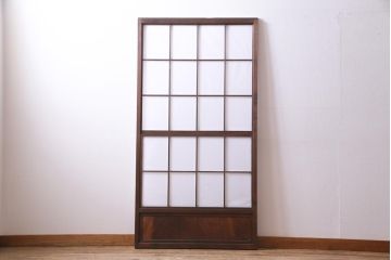 昭和中期　和の風情あふれる佇まいが魅力の雪見障子戸1枚(摺り上げ障子戸、引き戸、擦り上げ障子戸、擦上障子戸、建具)