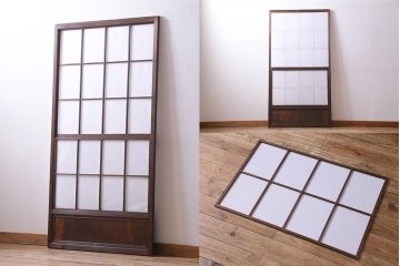 昭和中期　和の風情あふれる佇まいが魅力の雪見障子戸1枚(摺り上げ障子戸、引き戸、擦り上げ障子戸、擦上障子戸、建具)