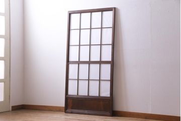 昭和中期　和の風情あふれる佇まいが魅力の雪見障子戸1枚(摺り上げ障子戸、引き戸、擦り上げ障子戸、擦上障子戸、建具)