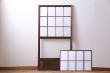 昭和中期　和の風情あふれる佇まいが魅力の雪見障子戸1枚(摺り上げ障子戸、引き戸、擦り上げ障子戸、擦上障子戸、建具)