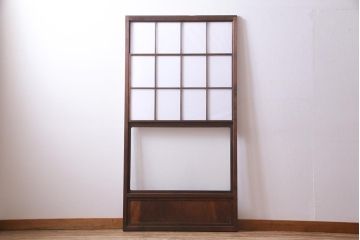 昭和中期　和の風情あふれる佇まいが魅力の雪見障子戸1枚(摺り上げ障子戸、引き戸、擦り上げ障子戸、擦上障子戸、建具)