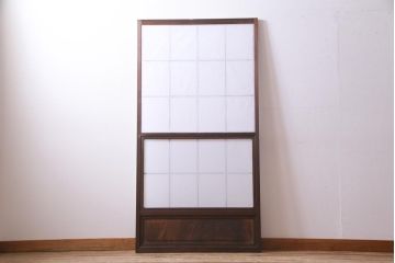 昭和中期　和の風情あふれる佇まいが魅力の雪見障子戸1枚(摺り上げ障子戸、引き戸、擦り上げ障子戸、擦上障子戸、建具)