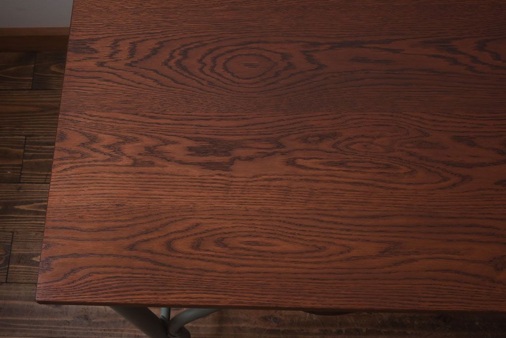 ラフジュ工房オリジナル 格納スツール付き　アンティークペイントが魅力の8人掛けテーブル(ダイニングテーブル、作業台)