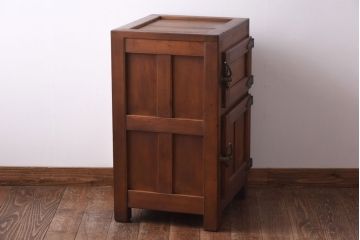 レトロ家具　昭和レトロ　リメイク　収納できる小振りな木製冷蔵庫(収納棚、ディスプレイ)