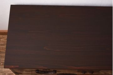 アンティーク家具　和製アンティーク　リメイク　艶やかな漆が目を惹く二本松箪笥ローボード(時代箪笥、ローチェスト)