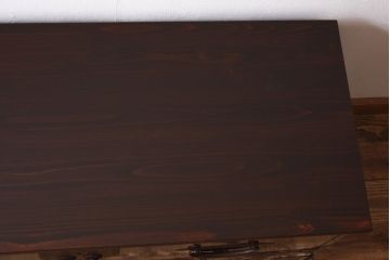 アンティーク家具　和製アンティーク　リメイク　艶やかな漆が目を惹く二本松箪笥ローボード(時代箪笥、ローチェスト)