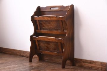 中古　カリモク(karimoku)　コロニアル　ビンテージ2段マガジンラック