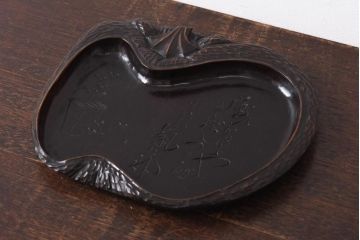 昭和初期　ユニークなかぼちゃ型のくり貫き盆(菓子盆、トレー)