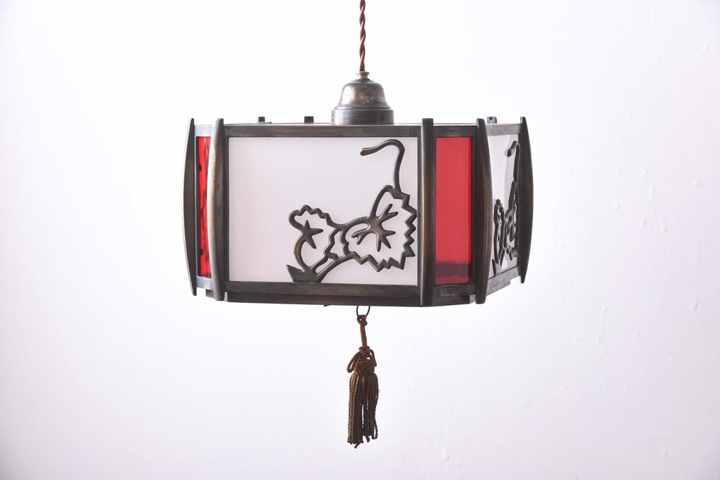 大正モダン　ガラス吊り照明　17cm　大正〜昭和初期 大正モダン ガラス吊り照明 17cm 大正〜昭和初期