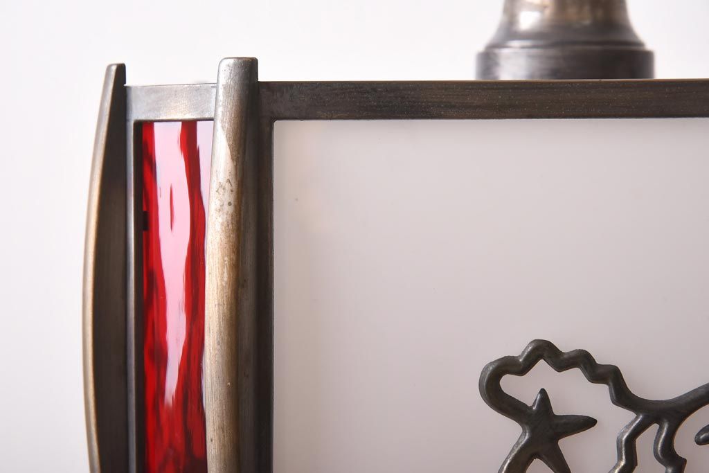 和製アンティーク　大正昭和初期　色ガラス入り　和モダンなデザインがお洒落な天井照明(吊り下げ照明、ペンダントライト)