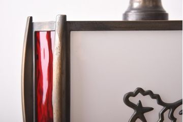 和製アンティーク　大正昭和初期　色ガラス入り　和モダンなデザインがお洒落な天井照明(吊り下げ照明、ペンダントライト)