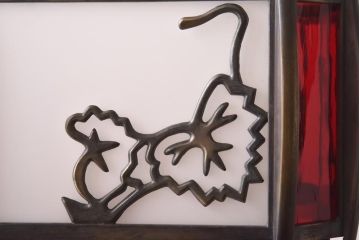 和製アンティーク　大正昭和初期　色ガラス入り　和モダンなデザインがお洒落な天井照明(吊り下げ照明、ペンダントライト)