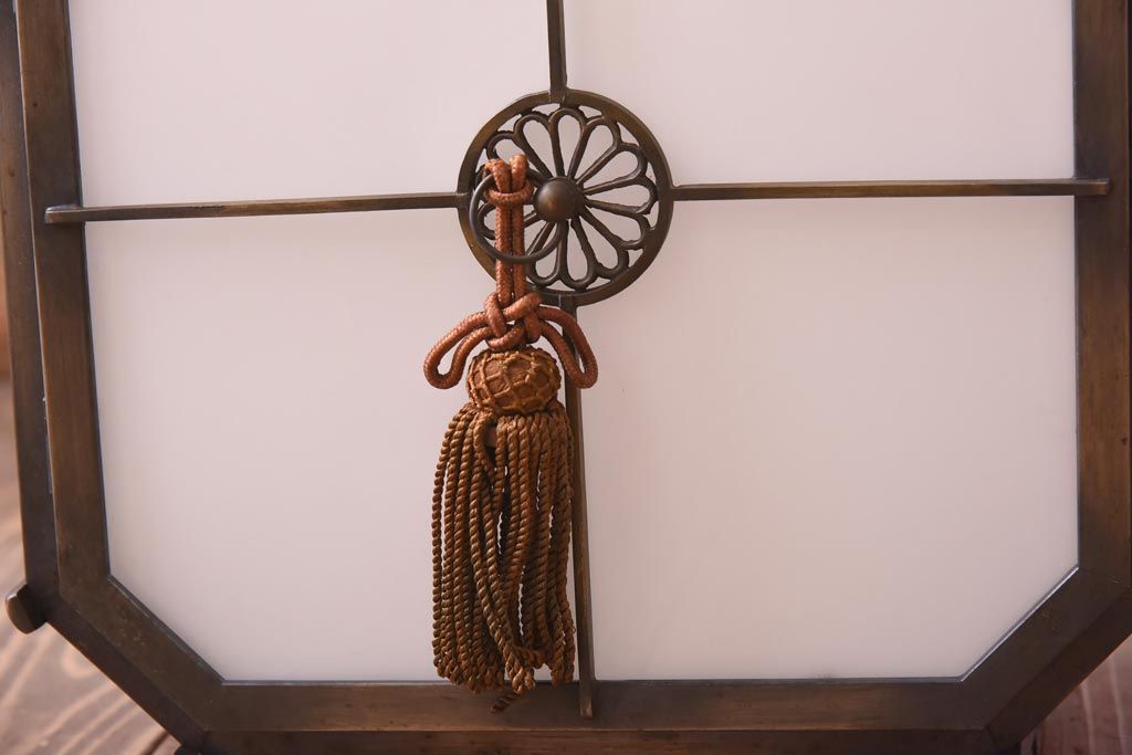 和製アンティーク　大正昭和初期　色ガラス入り　和モダンなデザインがお洒落な天井照明(吊り下げ照明、ペンダントライト)