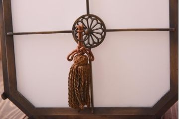 和製アンティーク　大正昭和初期　色ガラス入り　和モダンなデザインがお洒落な天井照明(吊り下げ照明、ペンダントライト)