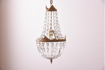 フランスビンテージ　ゴージャス感を演出するクリスタルガラスのシャンデリア(天井照明)