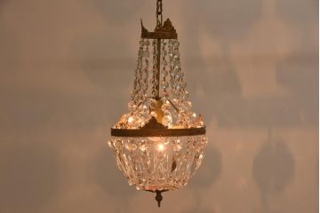 フランスビンテージ　ゴージャス感を演出するクリスタルガラスのシャンデリア(天井照明)