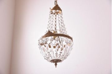 フランスビンテージ　ゴージャス感を演出するクリスタルガラスのシャンデリア(天井照明)