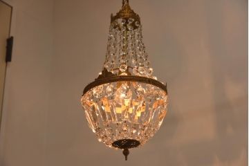 フランスビンテージ　ゴージャス感を演出するクリスタルガラスのシャンデリア(天井照明)