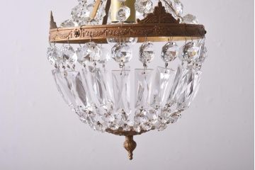 フランスビンテージ　ゴージャス感を演出するクリスタルガラスのシャンデリア(天井照明)