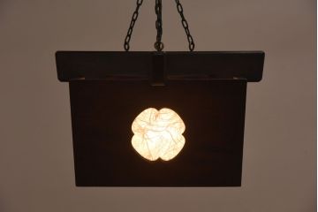 ビンテージ　民芸家具　ケヤキ材　和の風情あふれる天井照明(ペンダントライト、吊り下げ照明)