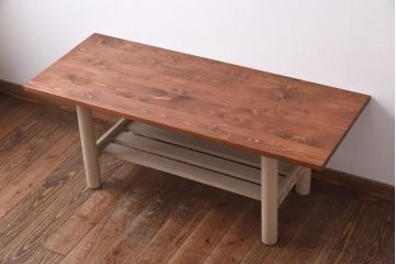 ペイント家具　リメイク品　ナチュラルな雰囲気たっぷりのセンターテーブル(リビングテーブル)