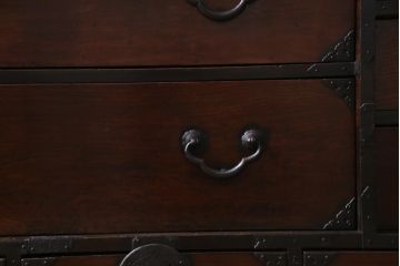 アンティーク家具　古民具　激レア!　特注品　厚みのある金具が立派な総栗材の仙台箪笥(サイドボード)
