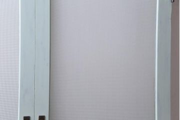 ペイント建具　プレスガラス入り　両開き　フレンチスタイルにおすすめな色合いの親子ドア(木製扉2枚1対)
