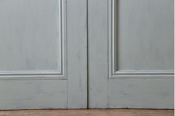 ペイント建具　プレスガラス入り　両開き　フレンチスタイルにおすすめな色合いの親子ドア(木製扉2枚1対)