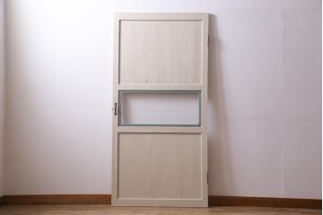 ペイント家具　バイカラーがおしゃれなモールガラス入りのドア(扉、建具)