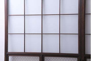 当店オリジナルガラス入り　腰板ケヤキ材　障子戸をリメイクした和モダンなガラス戸2枚セット(引戸)(1)