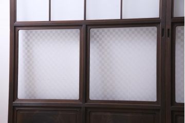当店オリジナルガラス入り　腰板ケヤキ材　障子戸をリメイクした和モダンなガラス戸2枚セット(引戸)(1)