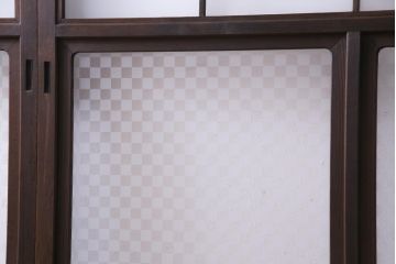 当店オリジナルガラス入り　腰板ケヤキ材　障子戸をリメイクした和モダンなガラス戸2枚セット(引戸)(1)