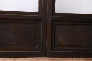 当店オリジナルガラス入り　腰板ケヤキ材　障子戸をリメイクした和モダンなガラス戸2枚セット(引戸)(1)