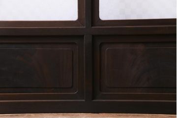 当店オリジナルガラス入り　腰板ケヤキ材　障子戸をリメイクした和モダンなガラス戸2枚セット(引戸)(1)