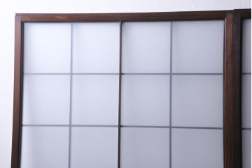 当店オリジナルガラス入り　腰板ケヤキ材　障子戸をリメイクした和モダンなガラス戸2枚セット(引戸)(1)