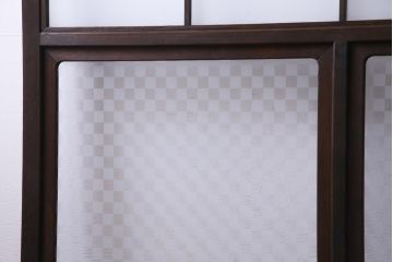 当店オリジナルガラス入り　腰板ケヤキ材　障子戸をリメイクした和モダンなガラス戸2枚セット(引戸)(2)