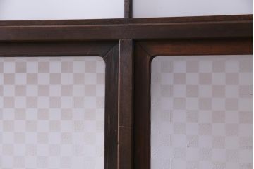 当店オリジナルガラス入り　腰板ケヤキ材　障子戸をリメイクした和モダンなガラス戸2枚セット(引戸)(2)
