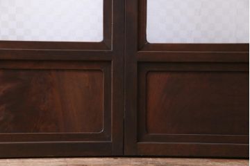当店オリジナルガラス入り　腰板ケヤキ材　障子戸をリメイクした和モダンなガラス戸2枚セット(引戸)(2)