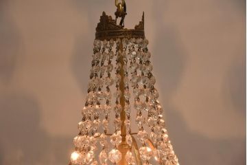 フランスビンテージ　ゴージャス感を演出するクリスタルガラスのシャンデリア(天井照明)