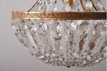 フランスビンテージ　ゴージャス感を演出するクリスタルガラスのシャンデリア(天井照明)